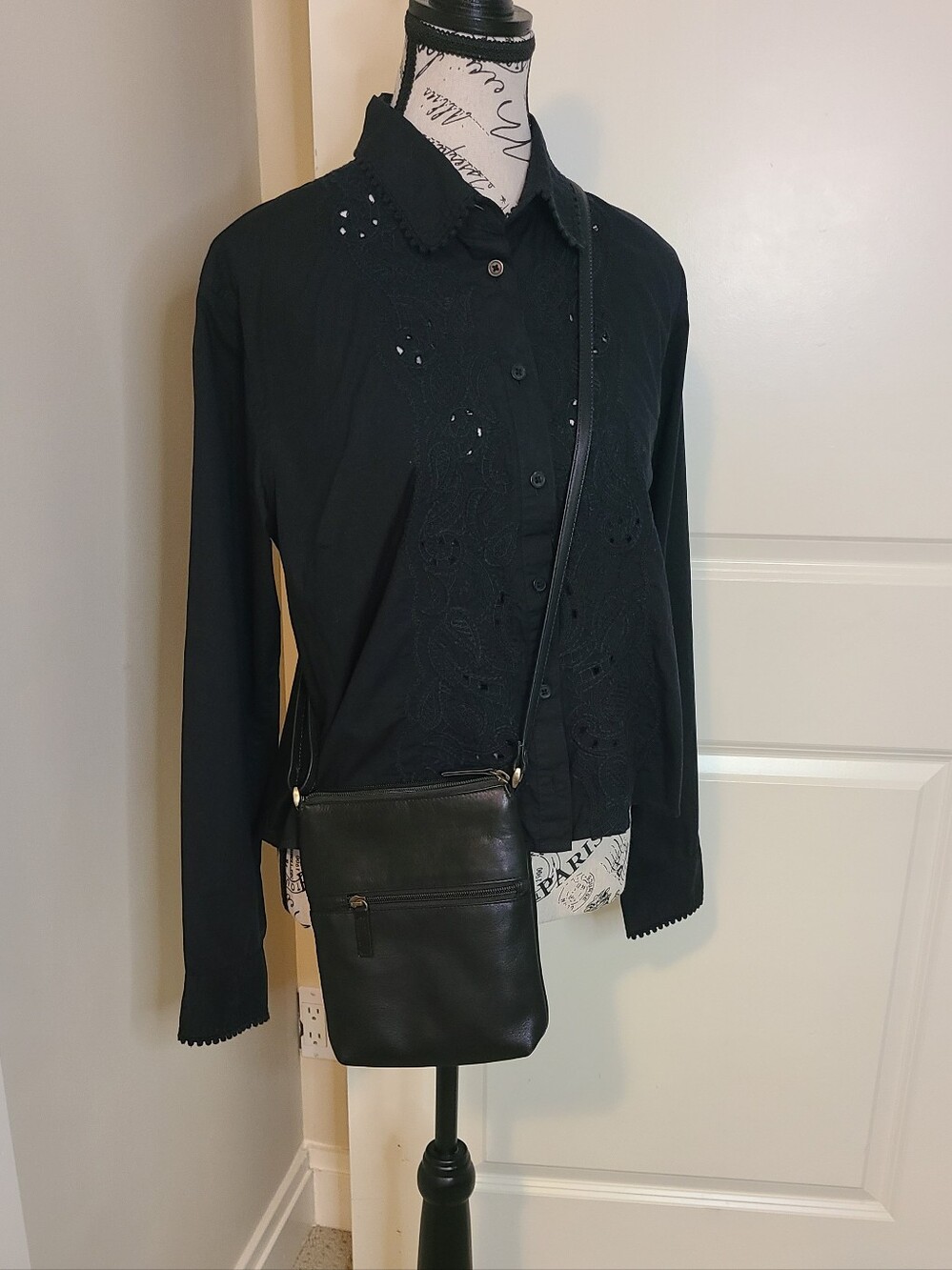 Derek Alexander Purse Crossbody Black Leather